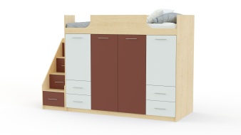 Кровать-чердак Симо 2 BMS со шкафом