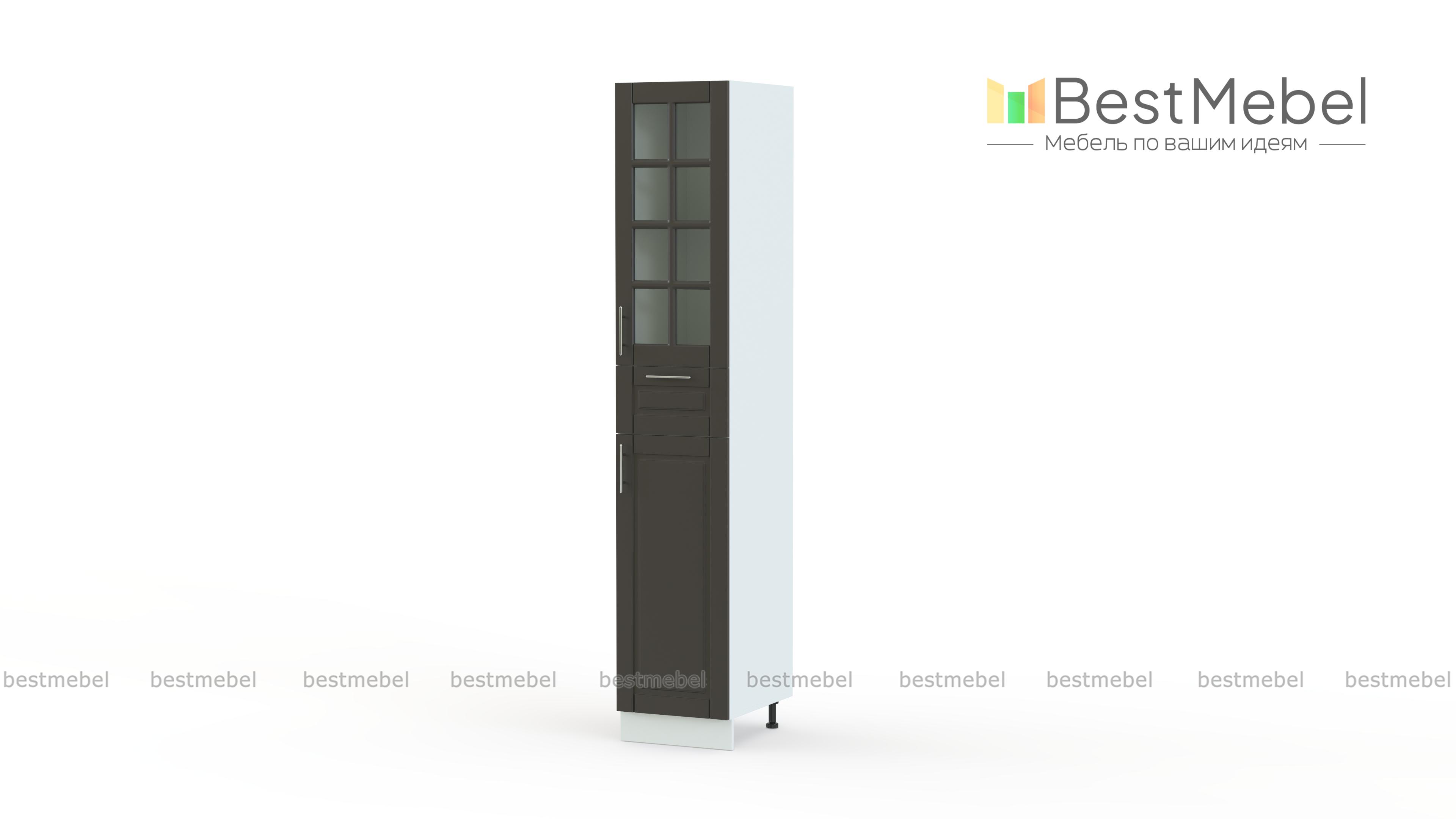 Шкаф-пенал 2 двери 1 ящик со стеклом Палермо BMS - Фото