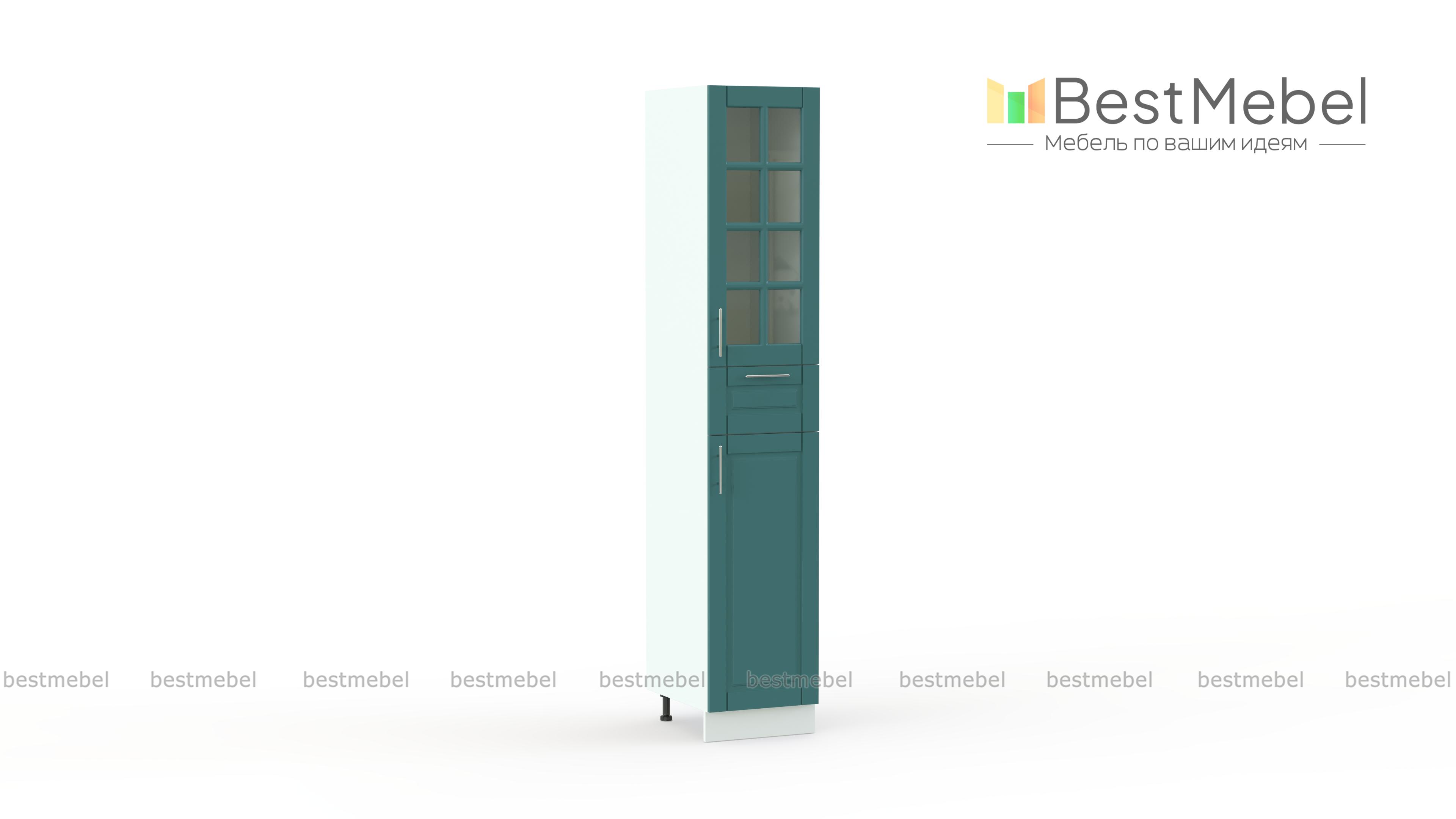 Шкаф-пенал 2 двери 1 ящик со стеклом Палермо BMS - Фото